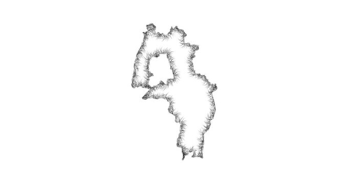 Sketch Kandal outline map animation - smooth progressive reveal