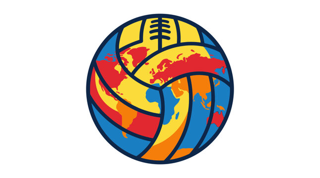 Volleyball World Globe Icon - Global Sport Competition Concept