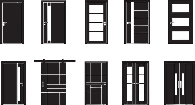 Black and white of ten different door and styles door styles door types hinged door sliding door