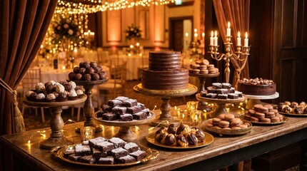 Fototapeta premium Delicious chocolate desserts on a table prepared for World Chocolate Day celebration