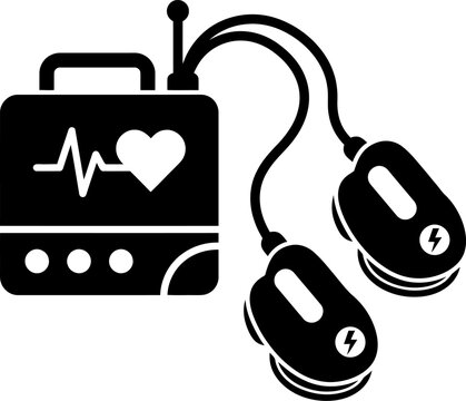 Defibrillator medical device line icon