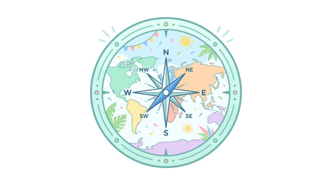 Compass Rose World Map Navigation Adventure Discovery