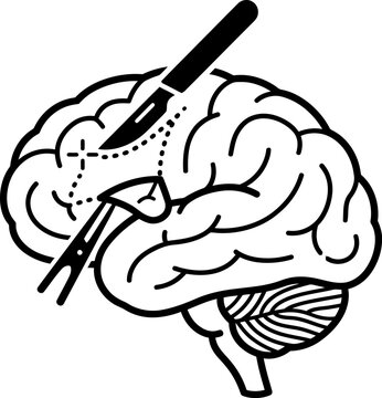 Human brain surgery outline icon, medical procedure