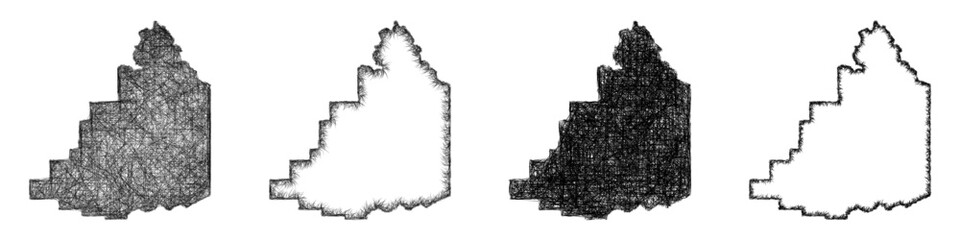 Fototapeta premium Monochrome sketch Fremont County (Idaho) outline map design set