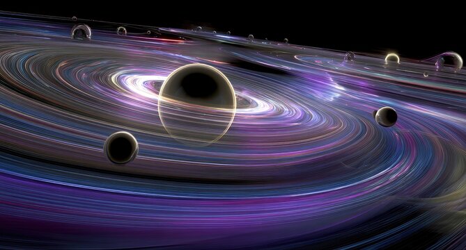 Cosmic swirls, black holes, and planets in a swirling galaxy