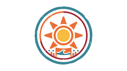 Stylized Sun and Waves Emblem © Maryati
