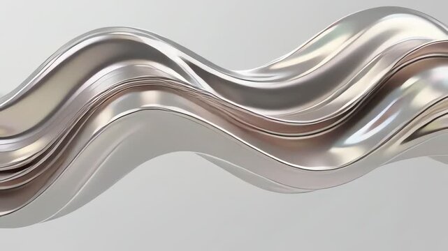 Abstract metallic wave pattern on a smooth grey background