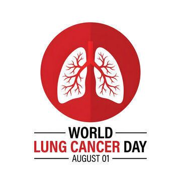 World Lung Cancer Day Awareness Campaign with Red Lungs Symbol on White Background
