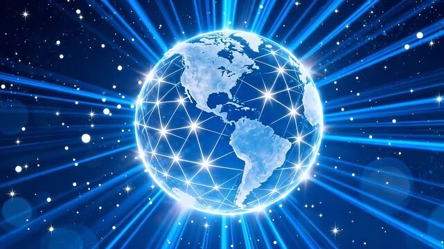 Globe with network connections in space