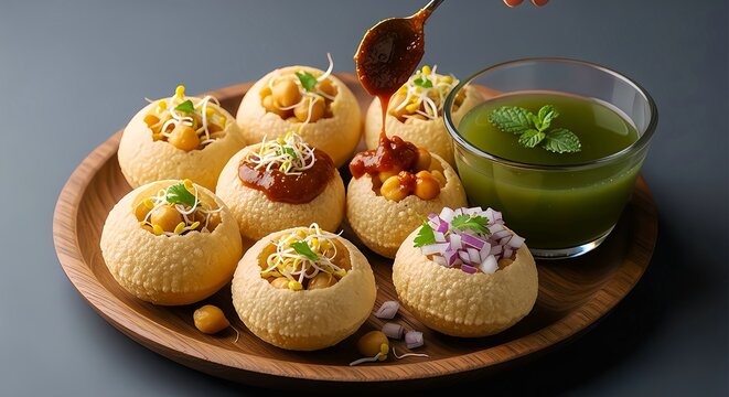 A plate of Indian street food.