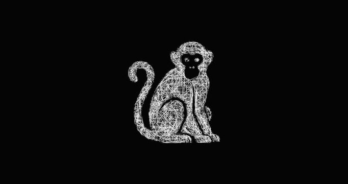 Sketch monkey icon animation - smooth progressive reveal