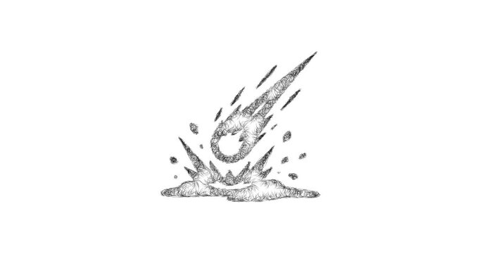 Sketch meteor impact icon animation - smooth progressive reveal