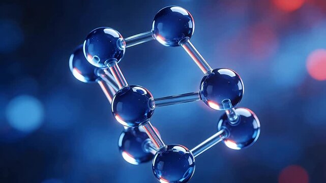 Molecular structure with blue spheres