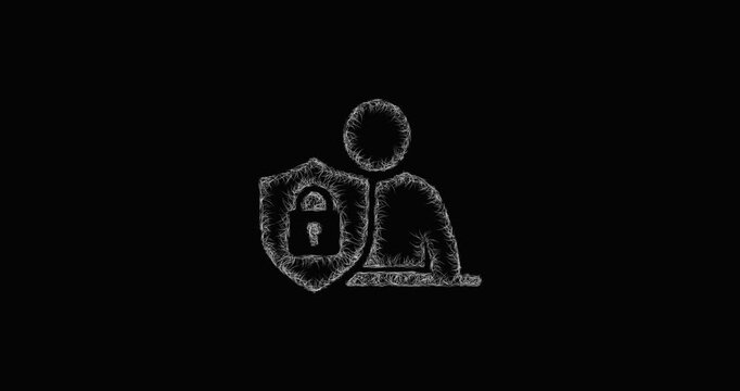 Sketch cybersecurity specialist icon animation - smooth progressive reveal