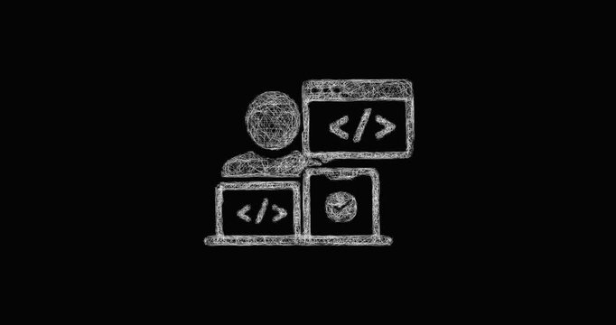 Sketch full stack developer icon animation - smooth progressive reveal