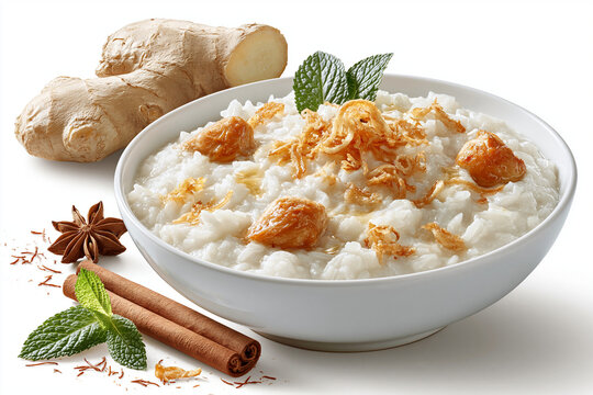 Rice Porridge Isolated on White Background