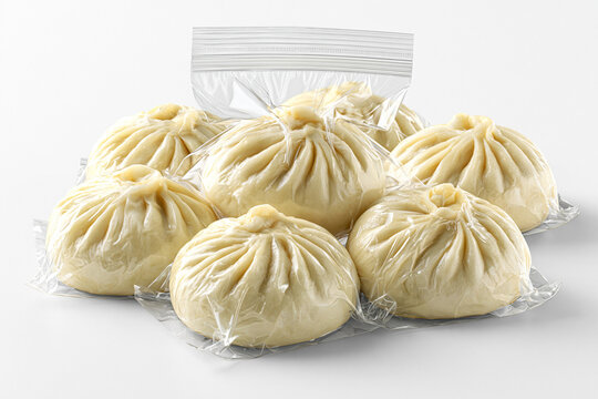 Pork Buns Isolated on White Background