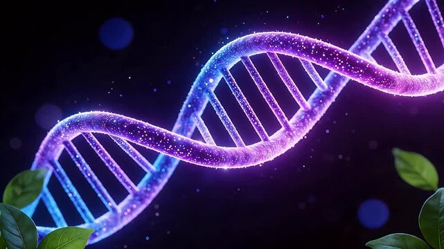 DNA double helix with glowing structure