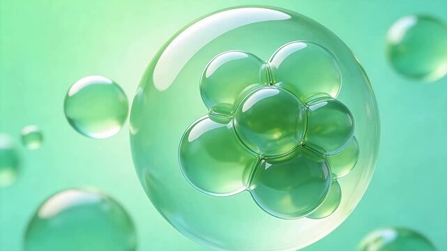Green bubbles cluster on gradient background