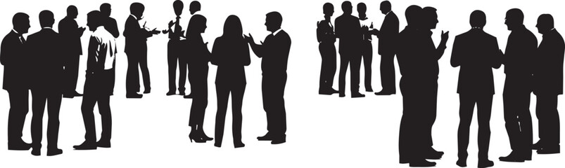 Fototapeta premium Silhouettes of diverse people standing and walking on white background