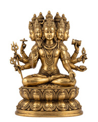 Fototapeta premium Five Faced Hanuman Bronze Hindu Sculpture Isolated on White Background
