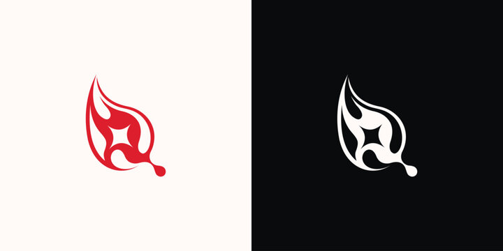 Minimalist skincare symbol logo design with elegant organic leaf element for beauty brand