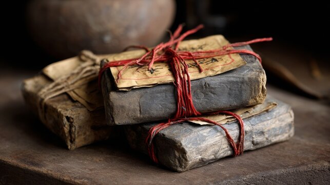 Rustic Handmade Wrapped Packages Tied with Red String