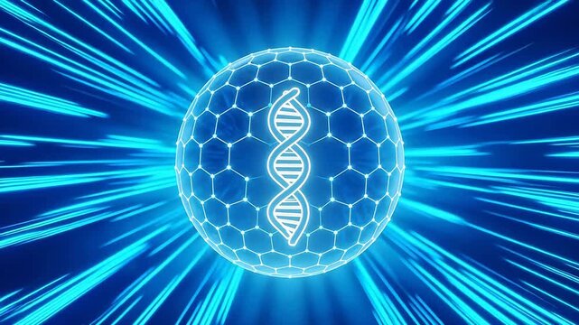 DNA double helix inside a hexagonal sphere