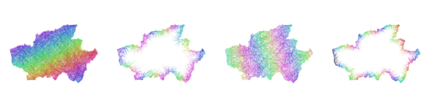 Multicolored sketch Braga map design set