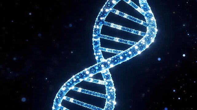 Blue glowing DNA helix