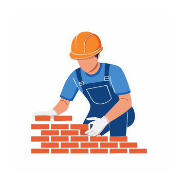 Flat design illustration of construction worker