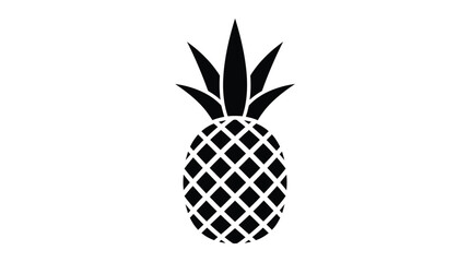 Obraz premium Minimalist black and white pineapple silhouette graphic design isolated on a clean white background featuring sharp geometric lines for modern artistic projects and creative digital media