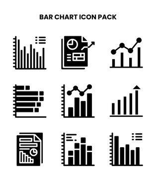 Bar Chart Glyph Set Icons Pack