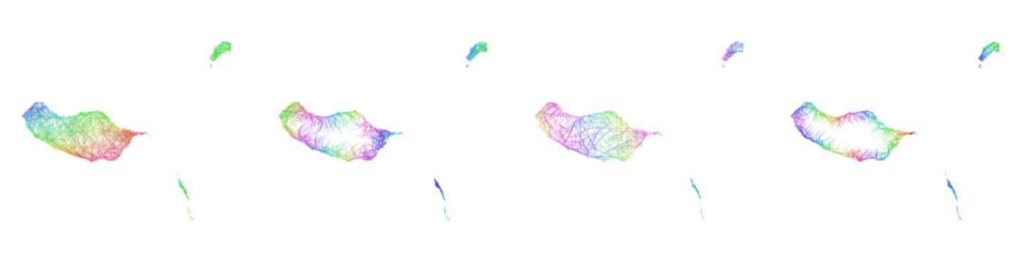 Rainbow sketch Madeira map design set