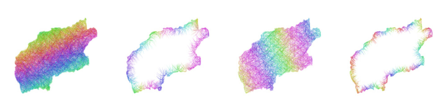 Multicolored sketch Viana do Castelo map design set