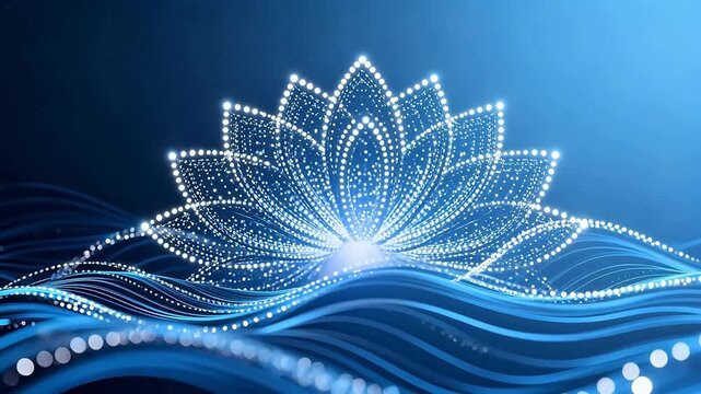 Digital lotus flower with wave patterns