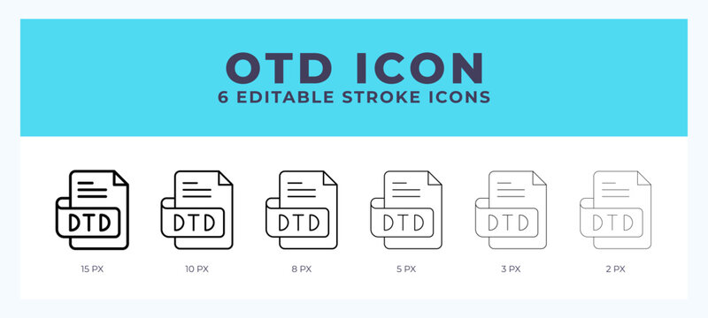 Otd file icon set with different stroke. Vector illustration with editable stroke.