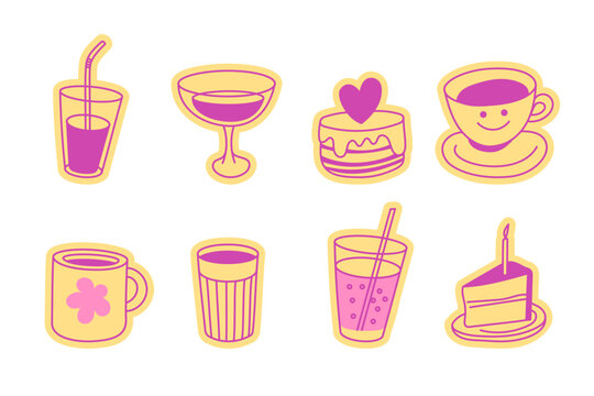 Vector logo design template and graphic elements for advertising, branding, posters,  banners and prints, illustrations, brunch cafe, bakery and coffee shops concepts