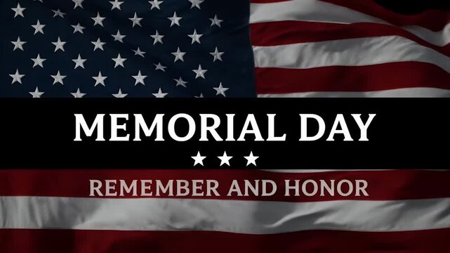 Memorial day american flag background with remember and honor text for patriotic holiday celebration