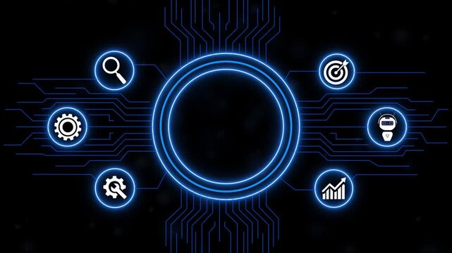 Hand tapping digital AI hologram interface for artificial intelligence business process automation data analysis autonomous workflow orchestration and futuristic technology..