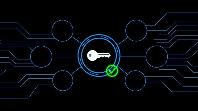 Professional man tapping smartphone screen for secure passkey authentication and digital encryption key login in cybersecurity access control concept.4k Animation.