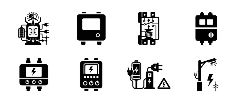 Electrical Engineering and Power Distribution Icon Set
