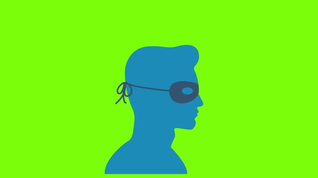 Hacker thief icon. Masked thief black icon. Mask superhero carnival or opera actor animation icon. Black masquerade costume with eye mask silhouette hidden burgar face. 2d flat animation Alpha channel