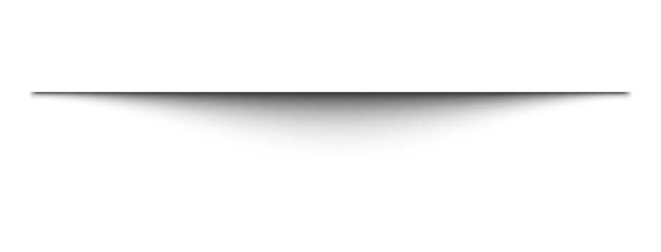 Realistic curved horizontal bottom edge drop shadow soft center fade PNG on transparent background vector design overlay