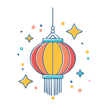 Flat design lighthouse with sun rays vector