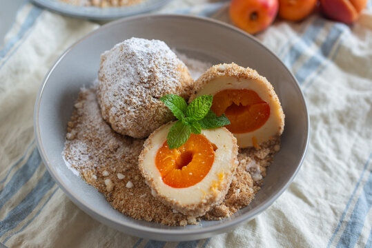 Austrian and czech sweet dessert apricot dumplings