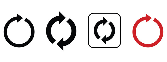Fototapeta premium Arrow Refresh Icons Featuring Reload, Rotation and Loop Symbols for User Interface, Mobile Application and Web Design Projects