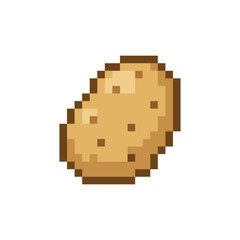 Naklejka premium Retro pixel art brown raw potato