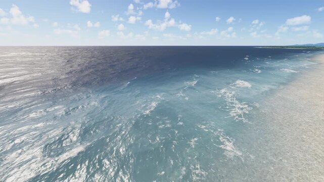 Aerial view of Paharire Point Ocean Waves in Bora Bora. French Polynesia