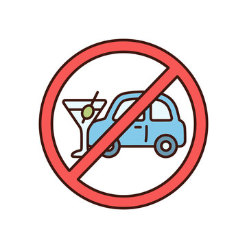 A red prohibition sign showing no drinking and driving allowed